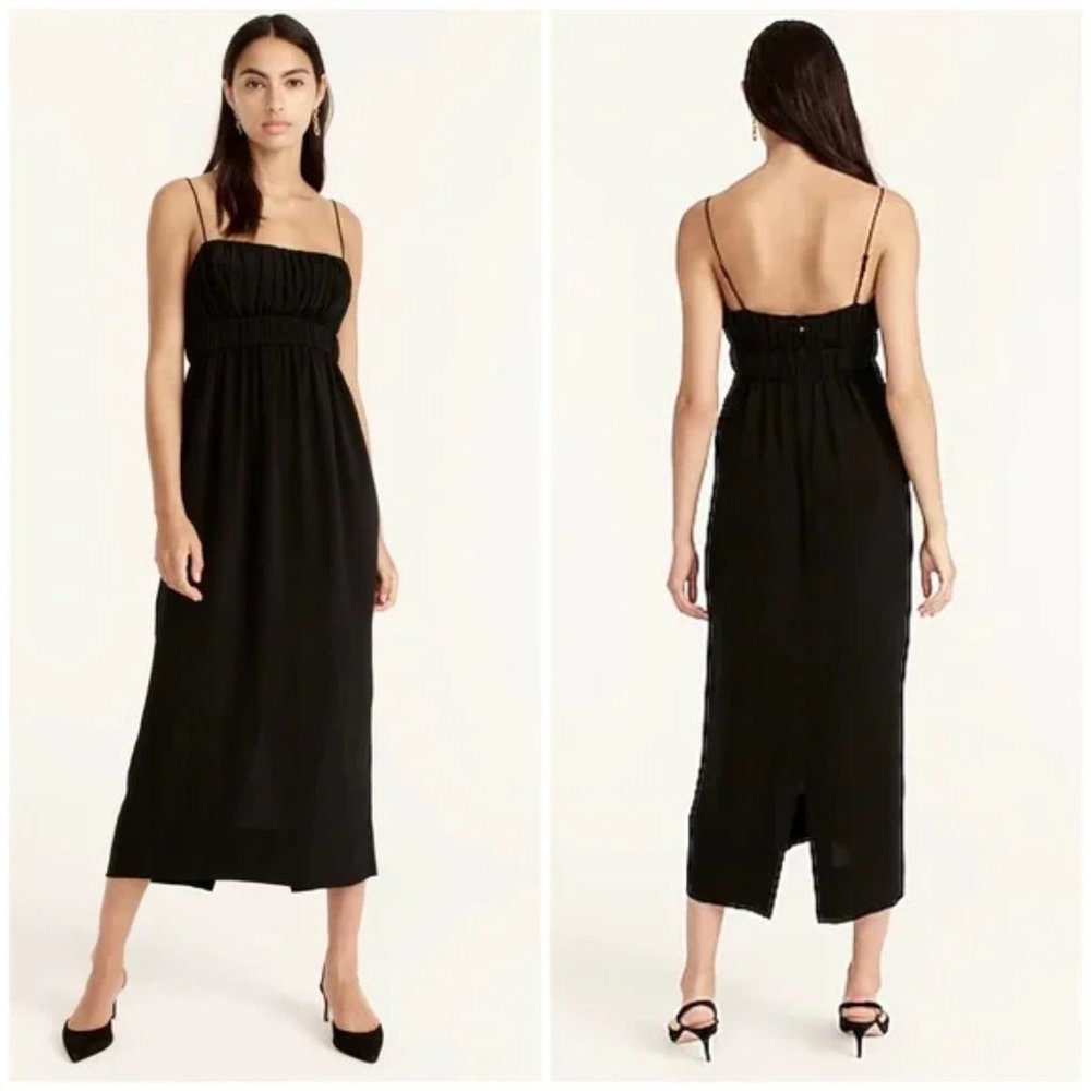 J. Crew Gathered-Waist Silk Midi Dress 4